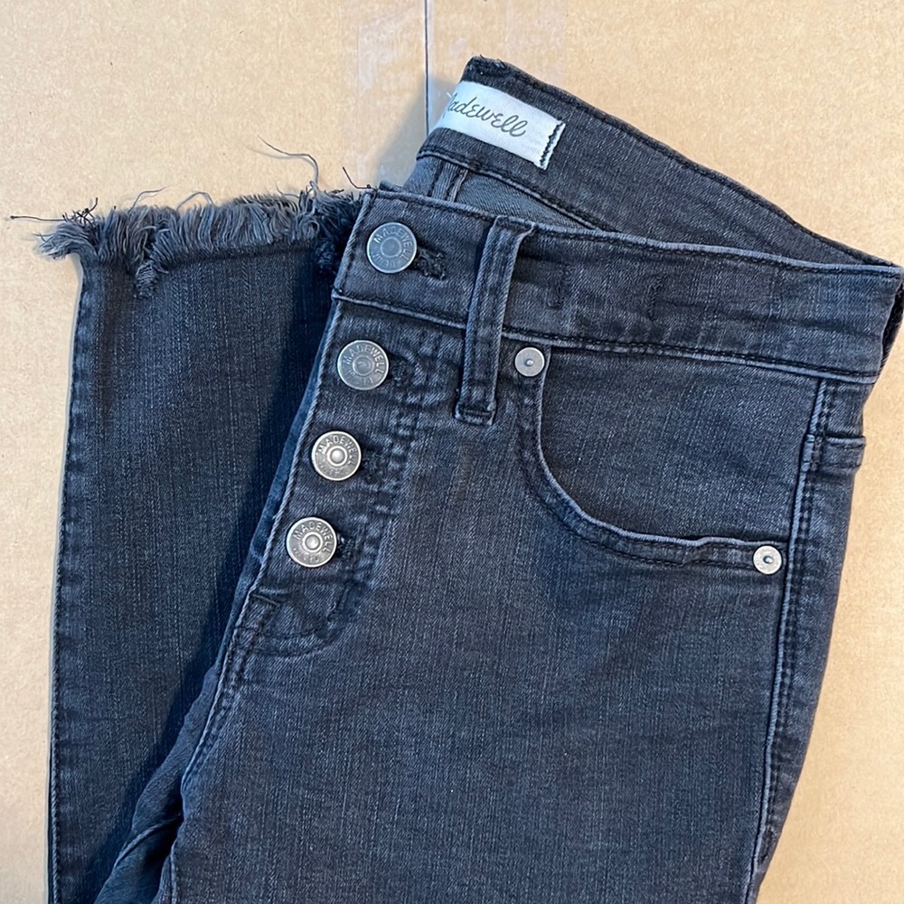 Madewell high rise raw hem black jeans